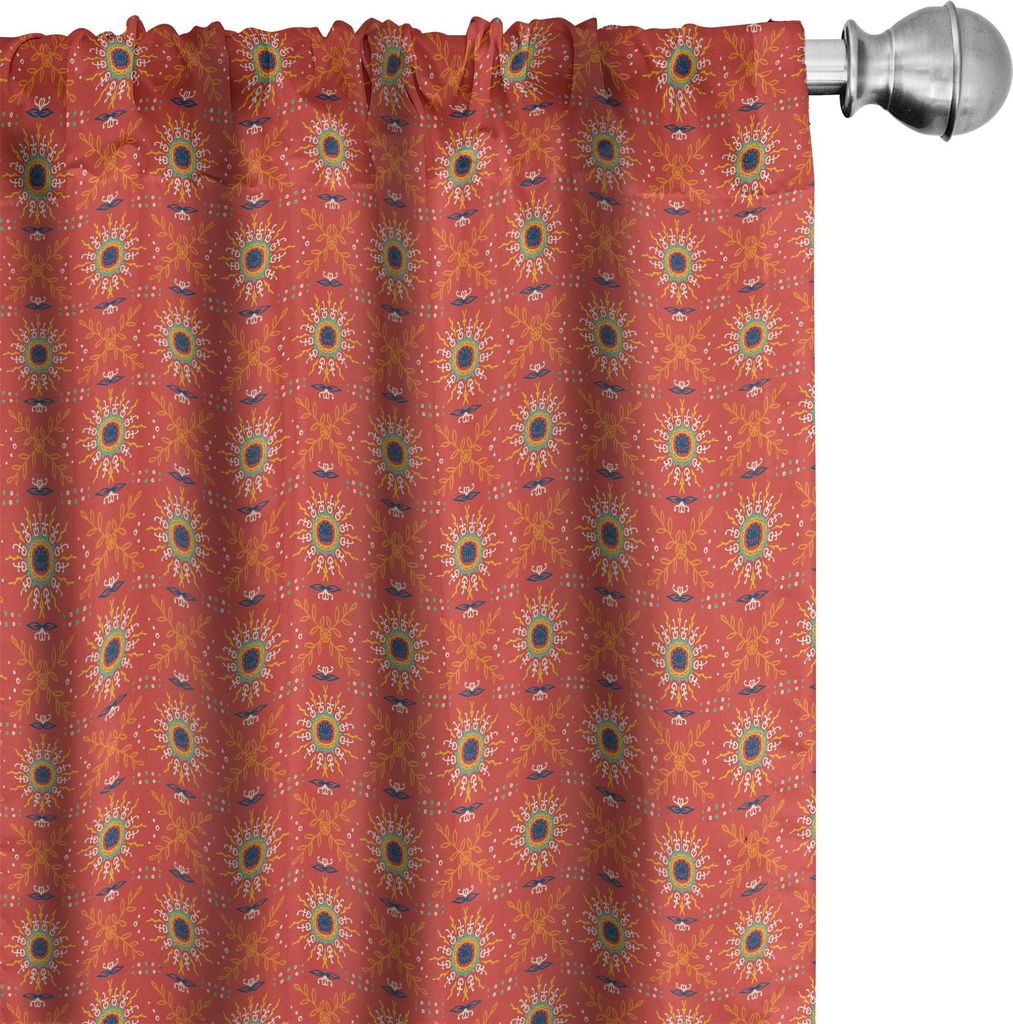 ABAKUHAUS Stammes Vorhänge, Gardinen, Spanische Traditionelle ethnische Sun Motive arabische Einflüsse Folk Blumenkunst, 2 Stück 75 x 175 cm, Ve...