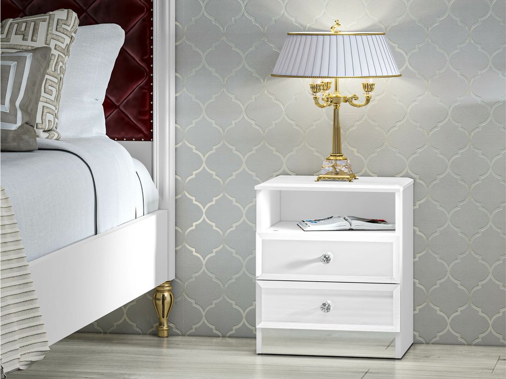 SANTINA Nachttisch - glänzend weiß