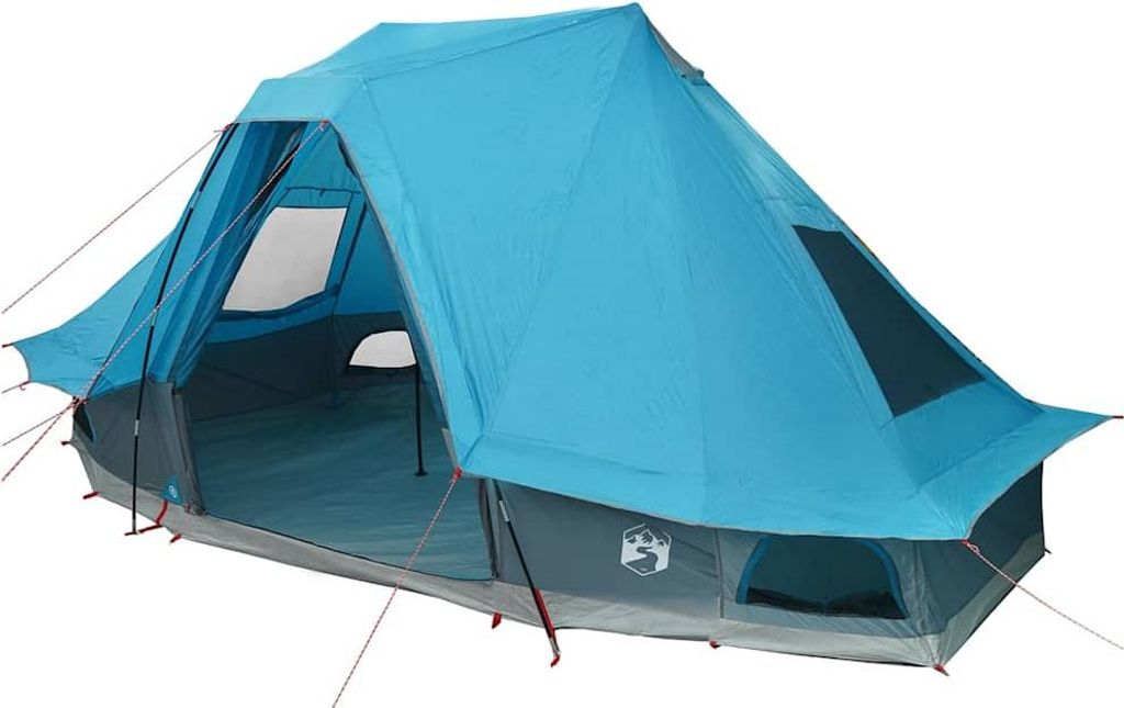 vidaXL Tipi Zelt mit Dach mit Speicher Blau 466 x 310 x 240 cm Taft