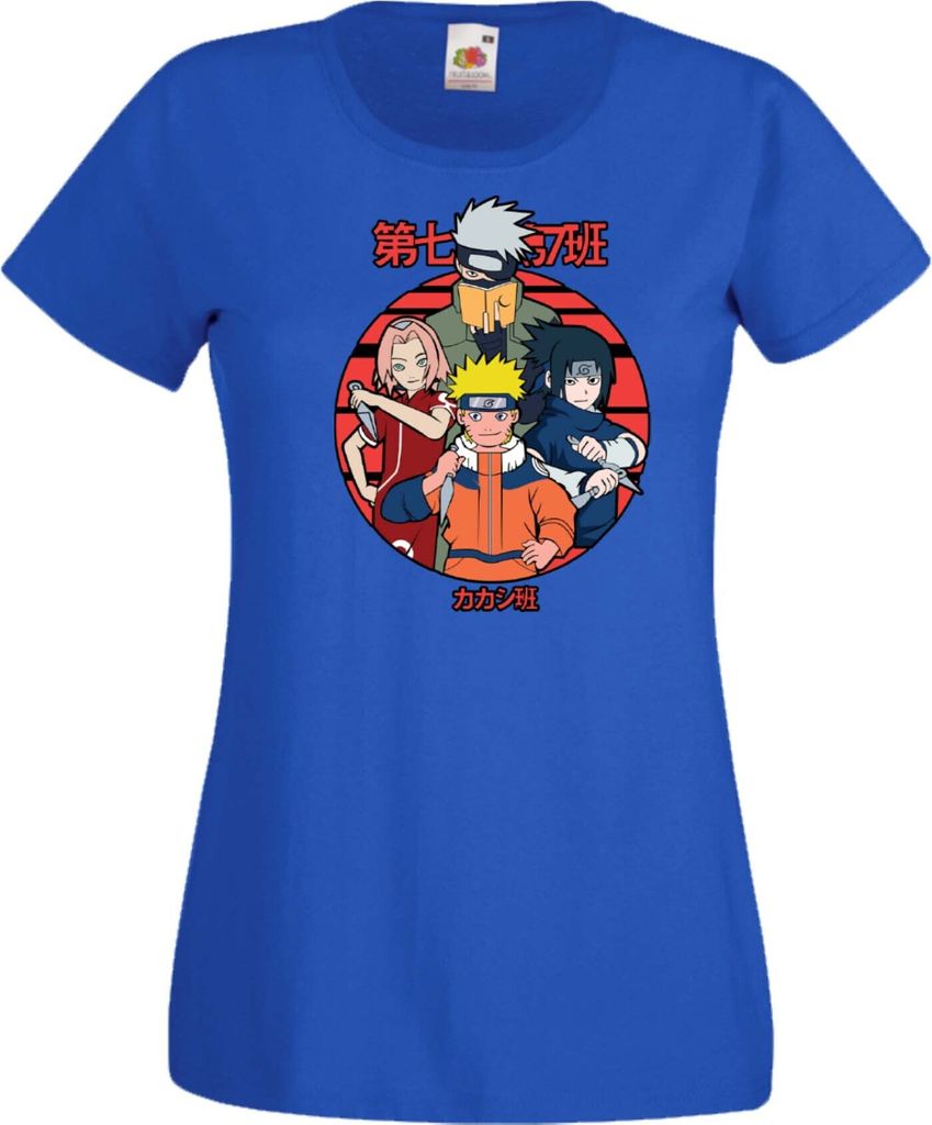 Damen T-Shirt Naruto Team 7 01 Var-031 Team Members, Lady 2XL / Blau
