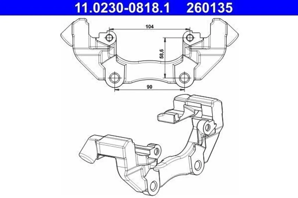 Support étrier de frein ATE 1223607 en acier renforcé pour Kuga et V50
