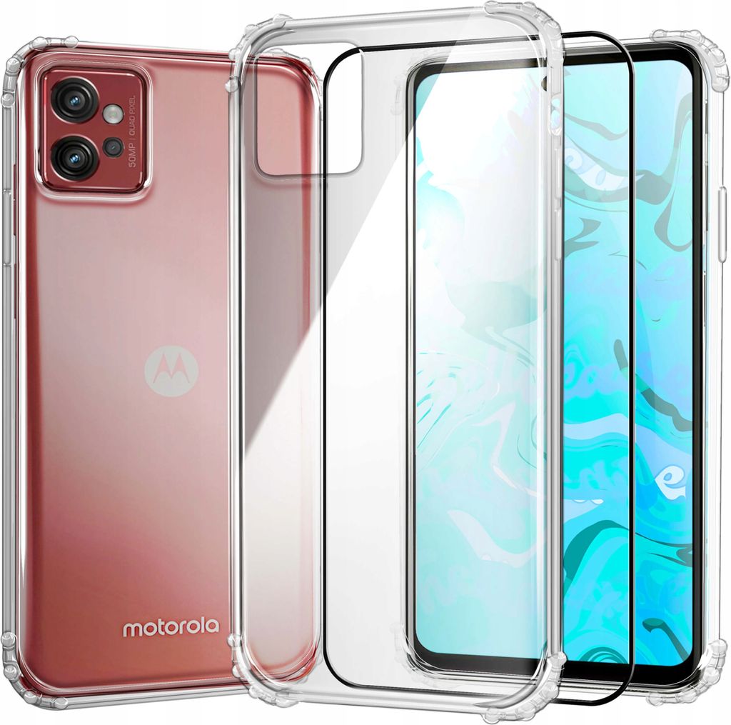 Schutzhülle Klar für MOTOROLA MOTO G32 hülle hüllen Transparent Slim Cover Clear Case Durchsichtig Bumper + Schutzfolie Glas