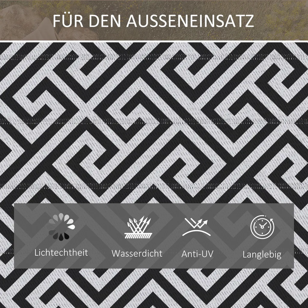 Tapis de jardin réversible et imperméable pour terrasse 121 x 182 cm