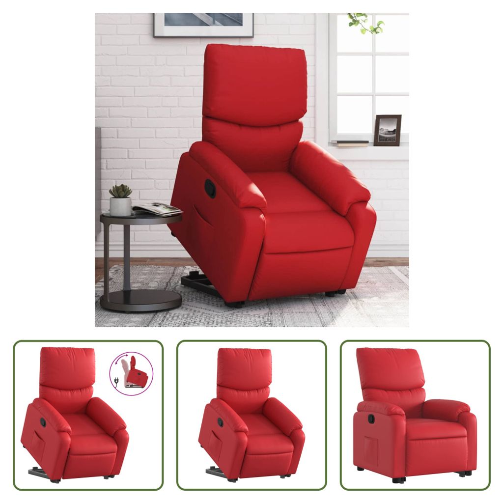 The Living Store Relaxsessel mit Aufstehhilfe Rot Kunstleder
