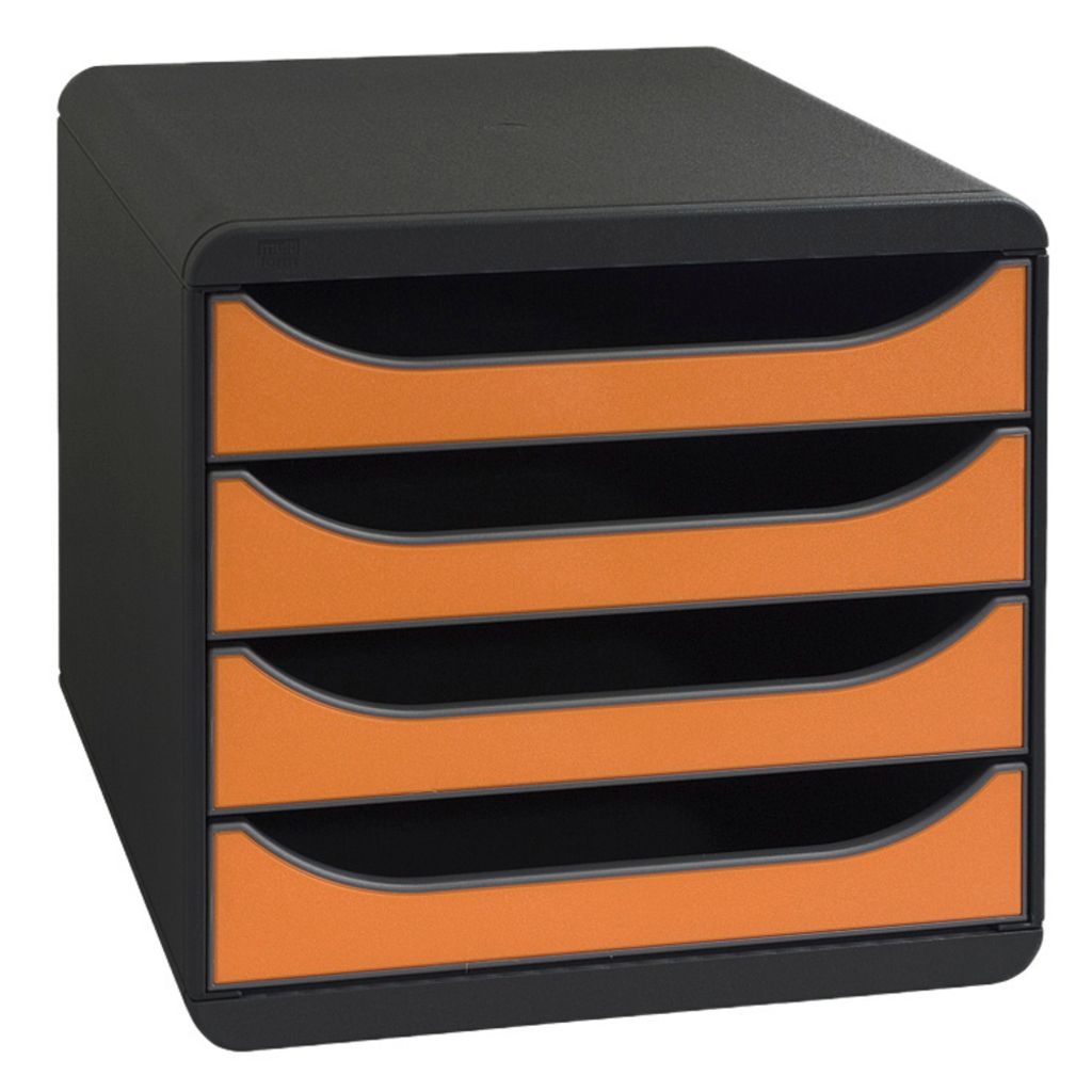 Exacompta Schubladenbox Big Box, 4 offene Schubladen, Iderama - Orange - 310788D