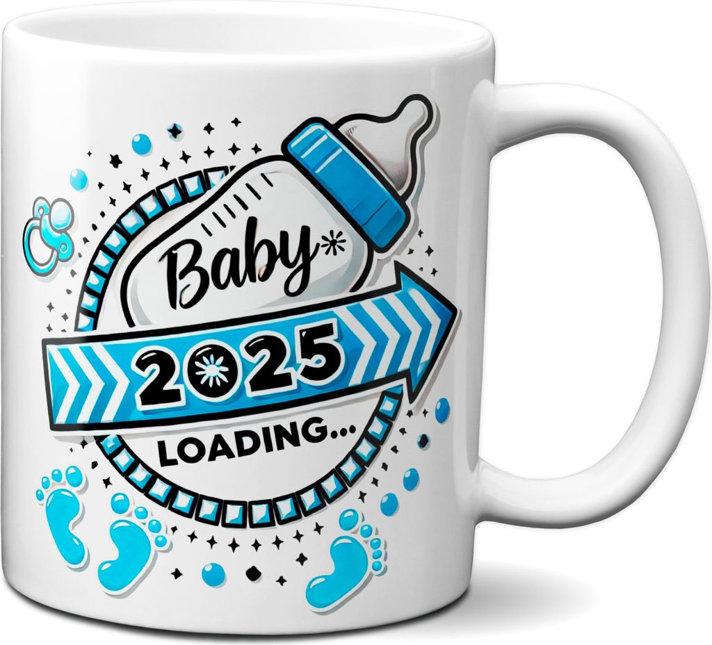 TassenKing Tasse mit Spruch Baby 2025 Loading (Blau , Boy, Junge), Geschenke zu Weihnachten, Geschenkideen für Werdende, Geschenk, Weihnachtsgesch...