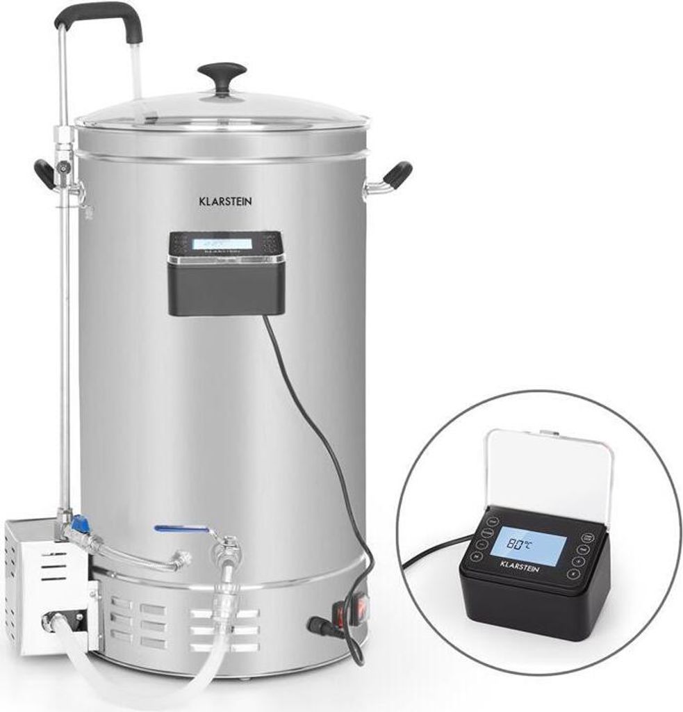 Klarstein Bierbrauset, Bierbrauanlage, Maischekessel zum Bier Brauen, Bier-Selbstbrauset, Selber Bier Brauen Set, Braukessel Umwälzpumpe, Touch-Pa...