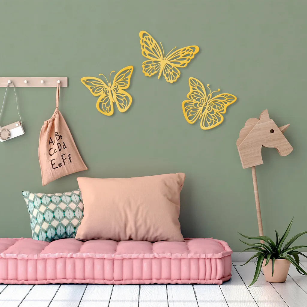 Wallity Farfalle 4 Metallo Oro 32x26 cm | Arte Decorativa da Parete