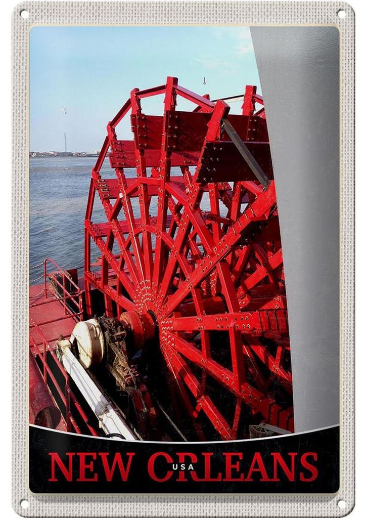 Blechschild Reise 20x30cm New Orleans Amerika USA Steambot