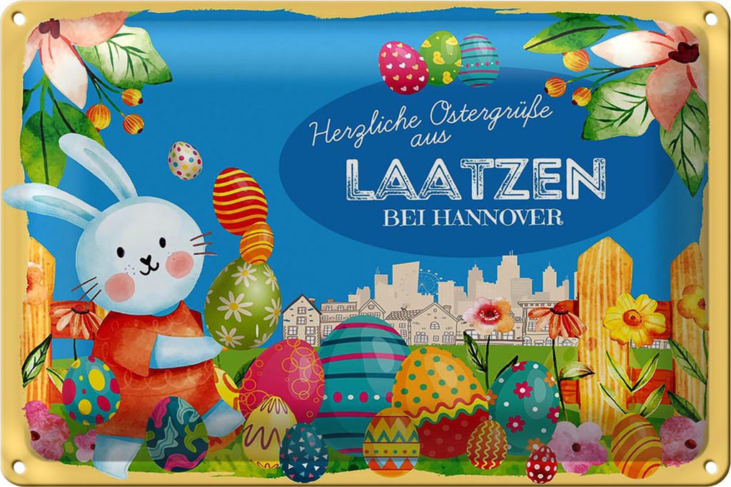 Blechschild Ostern Ostergrüße 18x12cm LAATZEN BEI HANNOVER