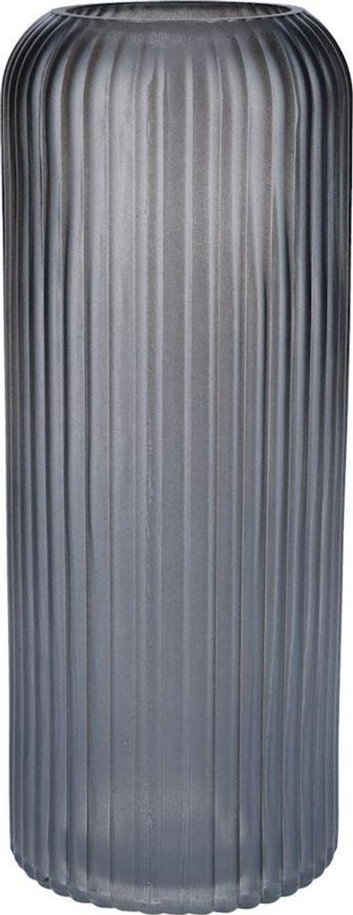 INNA-GLAS Dekovase ALBURGIS mit Rillen, Glas, grau-metallic, 25cm, Ø10cm - Blumenvase