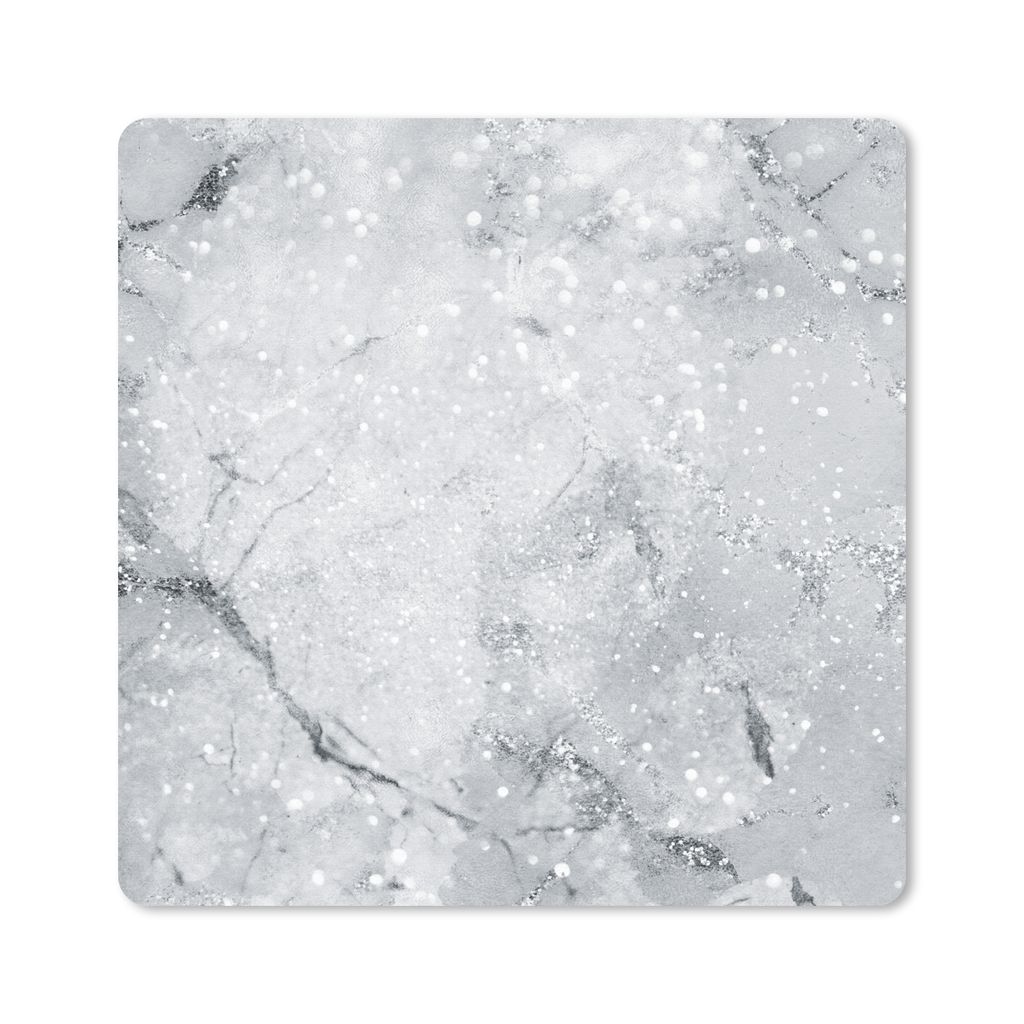 MuchoWow Mauspad Mousepad Marmor - Glitter - Grau 20x20 cm - Mousepads - Maus Mat - Pad - Mausunterlage - Desk Mat - Bureauartikeln