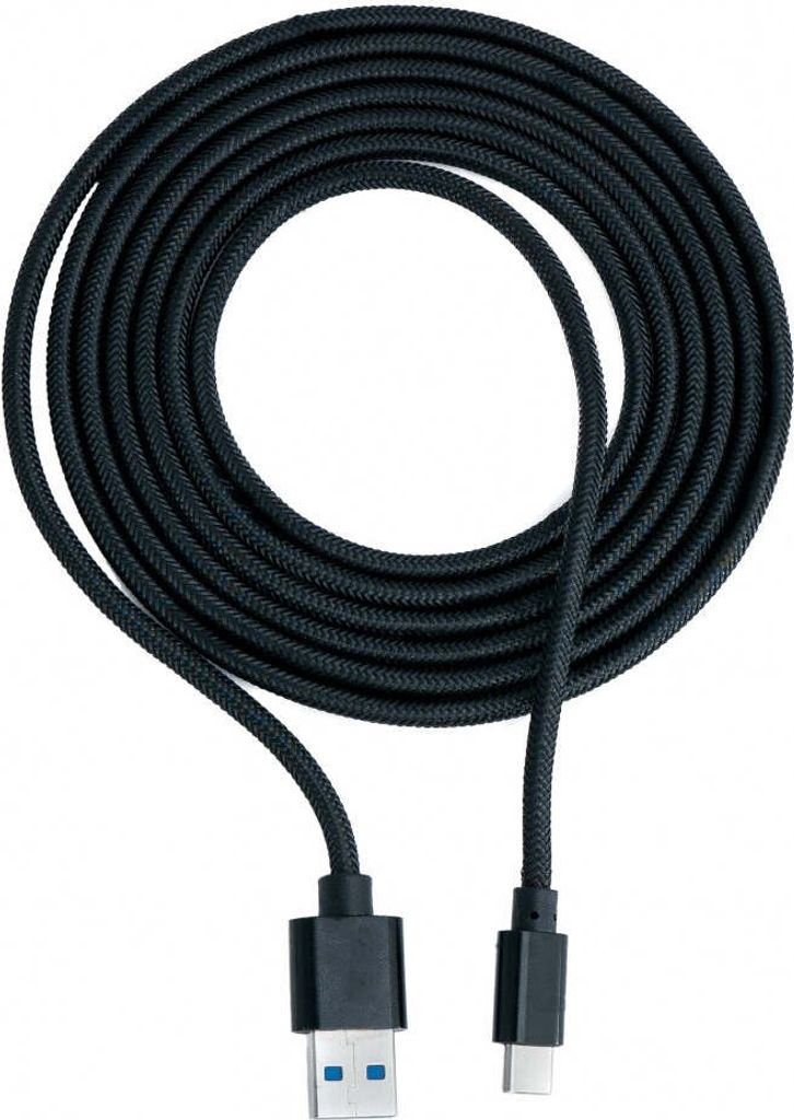 SYSTEM-S USB C 3.1 Kabel 2 m Stecker zu 3.0 Typ A Stecker geflochten