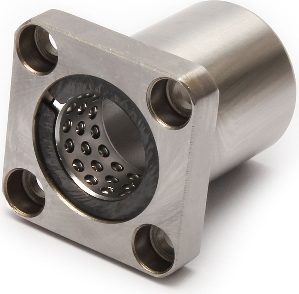 Hublager / Wellenlager 12mm STK12 mit quadratischem Flansch für Linearbewegung und Drehbewegung
