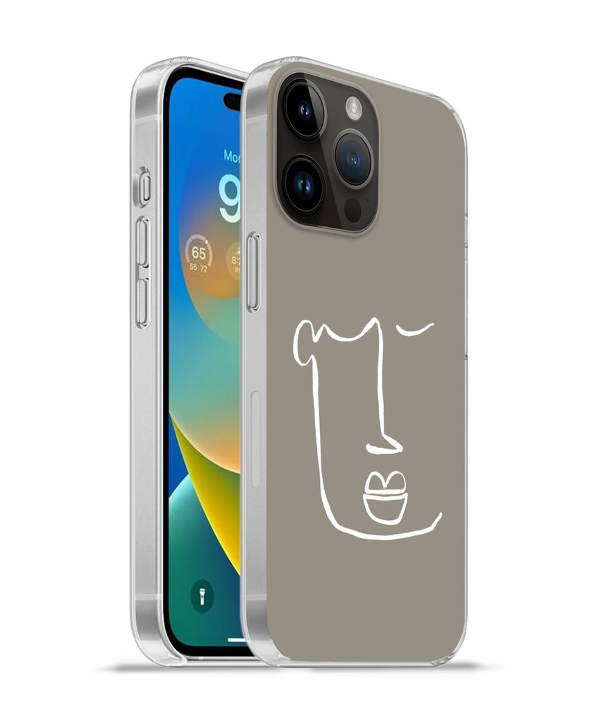 MuchoWow Handyhülle Schutzhülle Hülle für Apple iPhone 14 Pro Max Lippen - Abstrakt - Strichzeichnung Silikon Softcase Handy Hülle - Hardcover