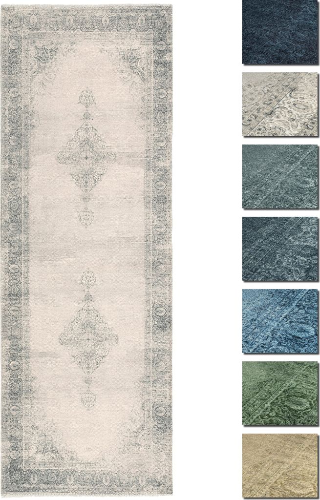 Kelim Vintage Teppich Wohnzimmer Creme 80 X 290 cm, Waschbar Boho Teppich Super Soft, Moderner Kurzflor Teppich