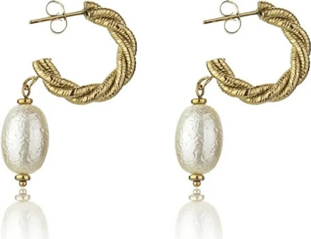 Boucles d'oreilles plaquées or perle Grace White MCE23005G Chic - 2