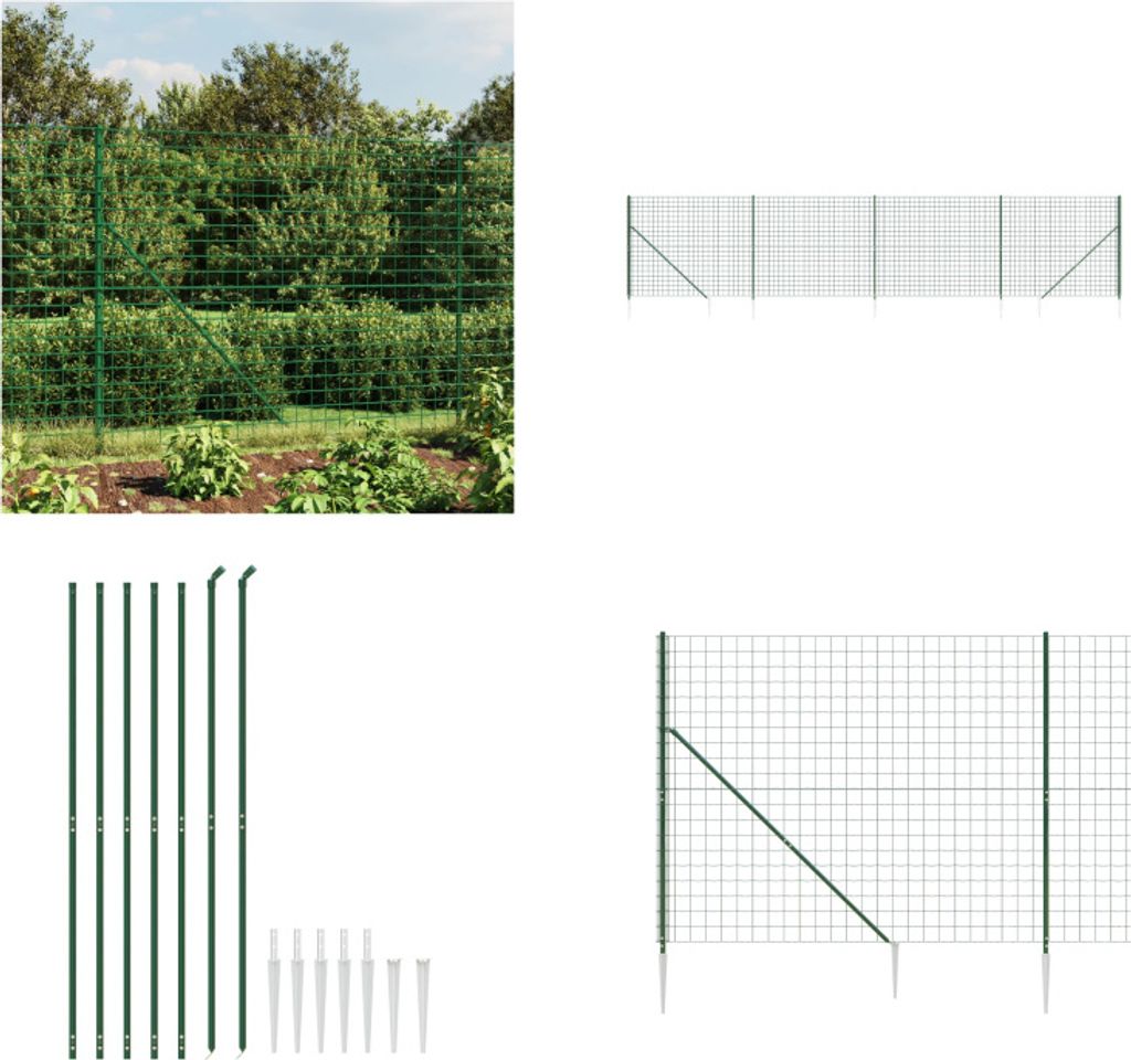 vidaXL Maschendrahtzaun mit Bodenhülsen Grün 1,8x10 m - Maschendrahtzaun - Maschendrahtzäune - Gartenzaun - Drahtzaun
