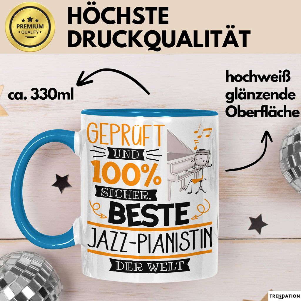 Beste Jazz-Pianistin Der Welt Tasse Geschenk für Eine Jazz-Pianistin Und Sicher Geschenkidee Geburtstag Weihnachten (Blau)