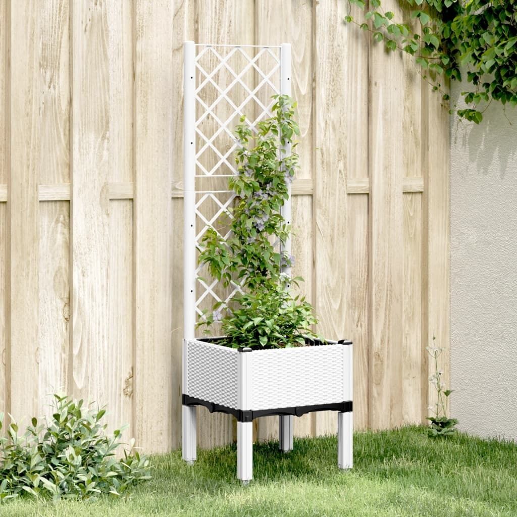 Möbel Pflanzkübel mit Rankgitter Weiß 40x40x142 cm PP - Beete 367919