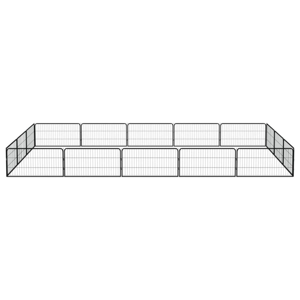 Möbel 16-tlg. Hundelaufstall Schwarz 100x50cm Stahl Pulverbeschichtet - Kleintier-Häuser CLORIS6824573