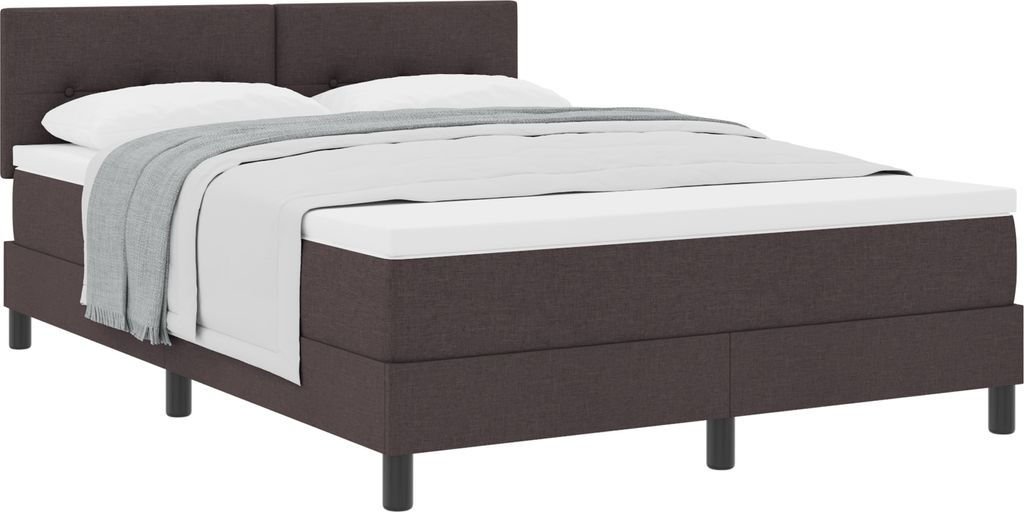 Best Möbel Bettrahmen, Boxspringbett mit Matratze Dunkelbraun 140x200 cm Stoff - Klassische Betten CL67735