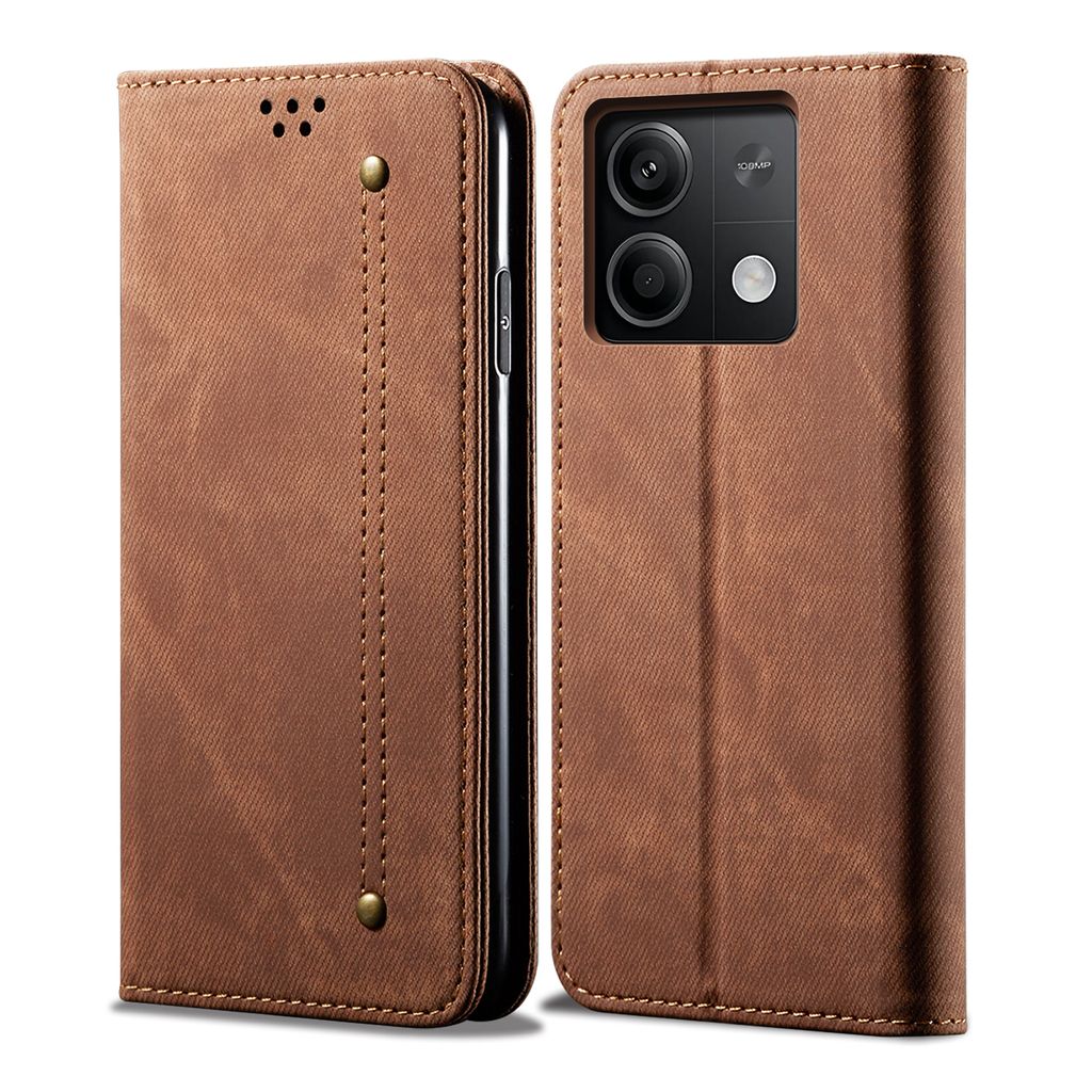Hülle für Xiaomi Redmi 13C 5G Leder Brieftasche Flip Bookstyle Schutzhülle mit Standfunktion Braun