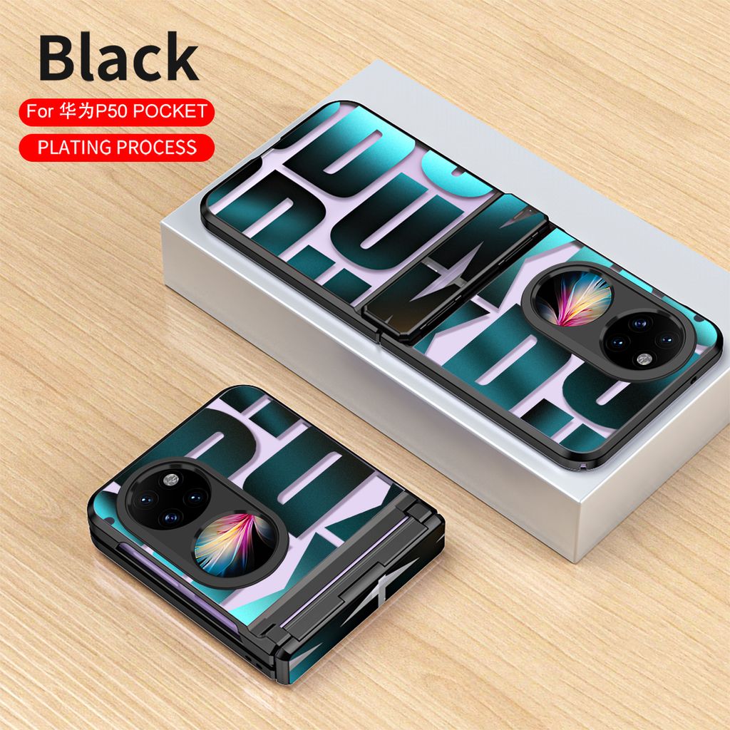 EASSGU Handyhülle Für Huawei P50 Pro (6.6 Zoll) | Galvanisierter Rahmen + Weiches TPU | Schwarz | Vollschutz