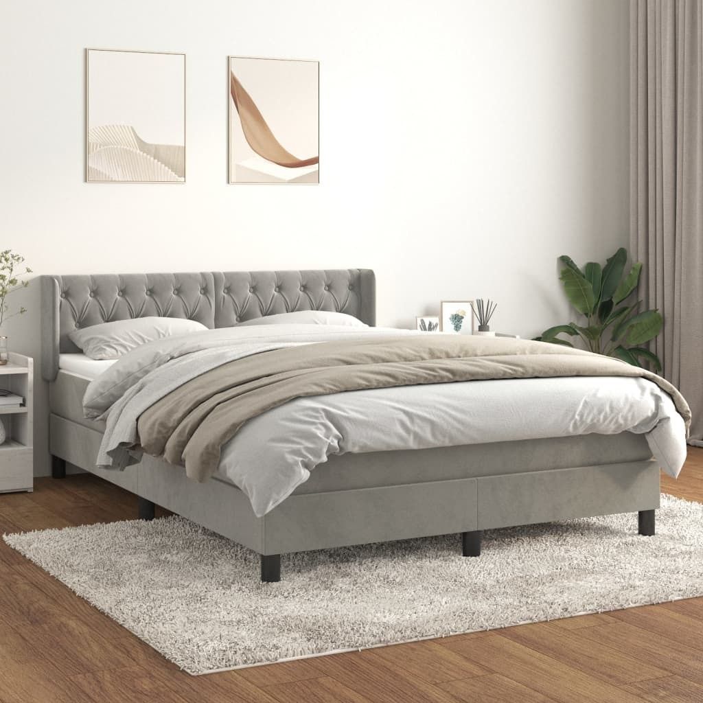 Maison Exclusive - Boxspringbett mit Matratze Hellgrau 140x190 cm Samt