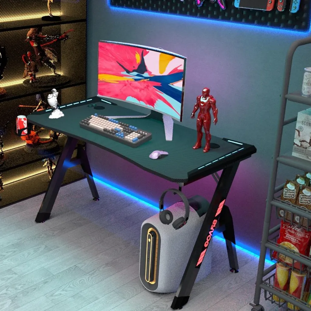 Scrivania per computer Scrivania per PC Scrivania per videogiochi Scrivania per videogiochi RGB Scrivania per videogiochi 120*60*73cm Nero 【HWSJ2568-HEI】
