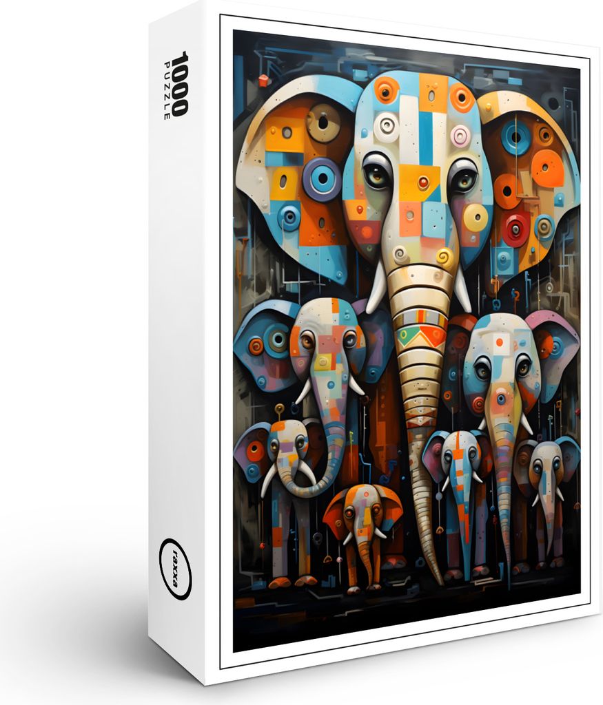 raxxa Premium-Puzzle "Whimsical Bunte Elefanten", 1000 Teile