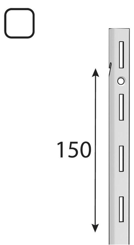INTEGRI Weiss Einzel-Wandschiene 150mm Garderobensystem Regalsystem Wandmontage Stahl
