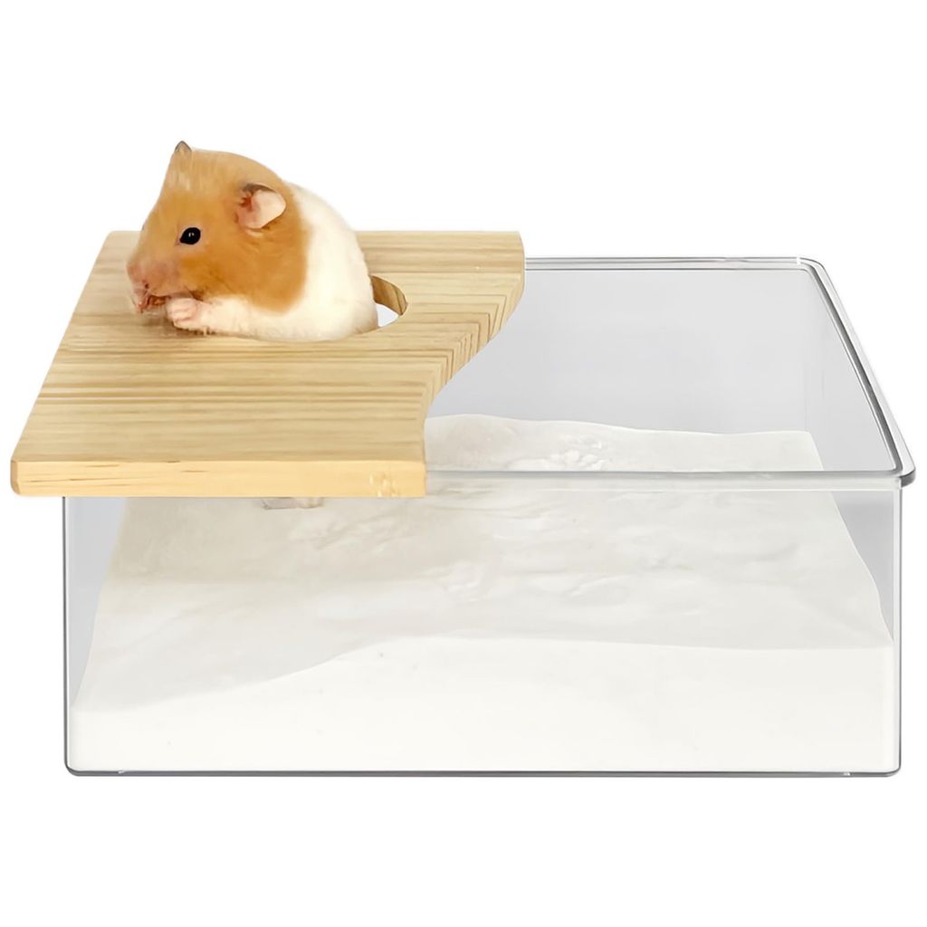 Holzsandbad für Hamster,Hamster Sandbad,rechteckig,20*15*8cm,mit Kletterleiter,für Hamster und Kleintiere