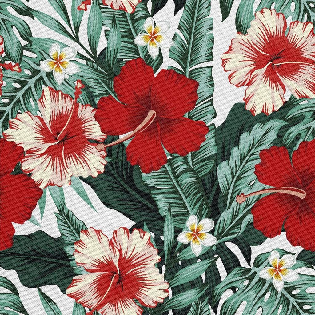 OUTDOOR DEKOSTOFFE OXFORD - Motiv Hibiskus chinesische Rose I DX284