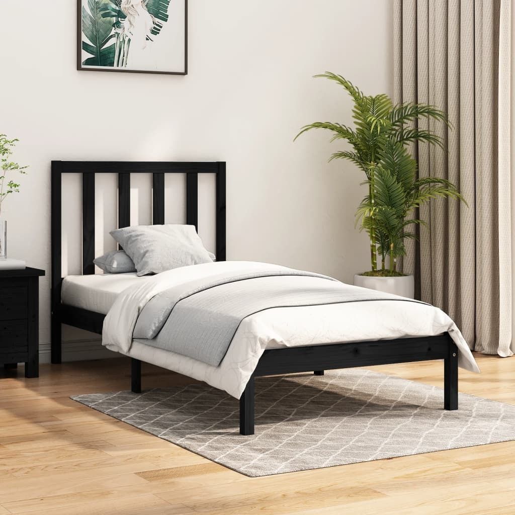 Maison Exclusive - Massivholzbett Schwarz Kiefer 100x200 cm