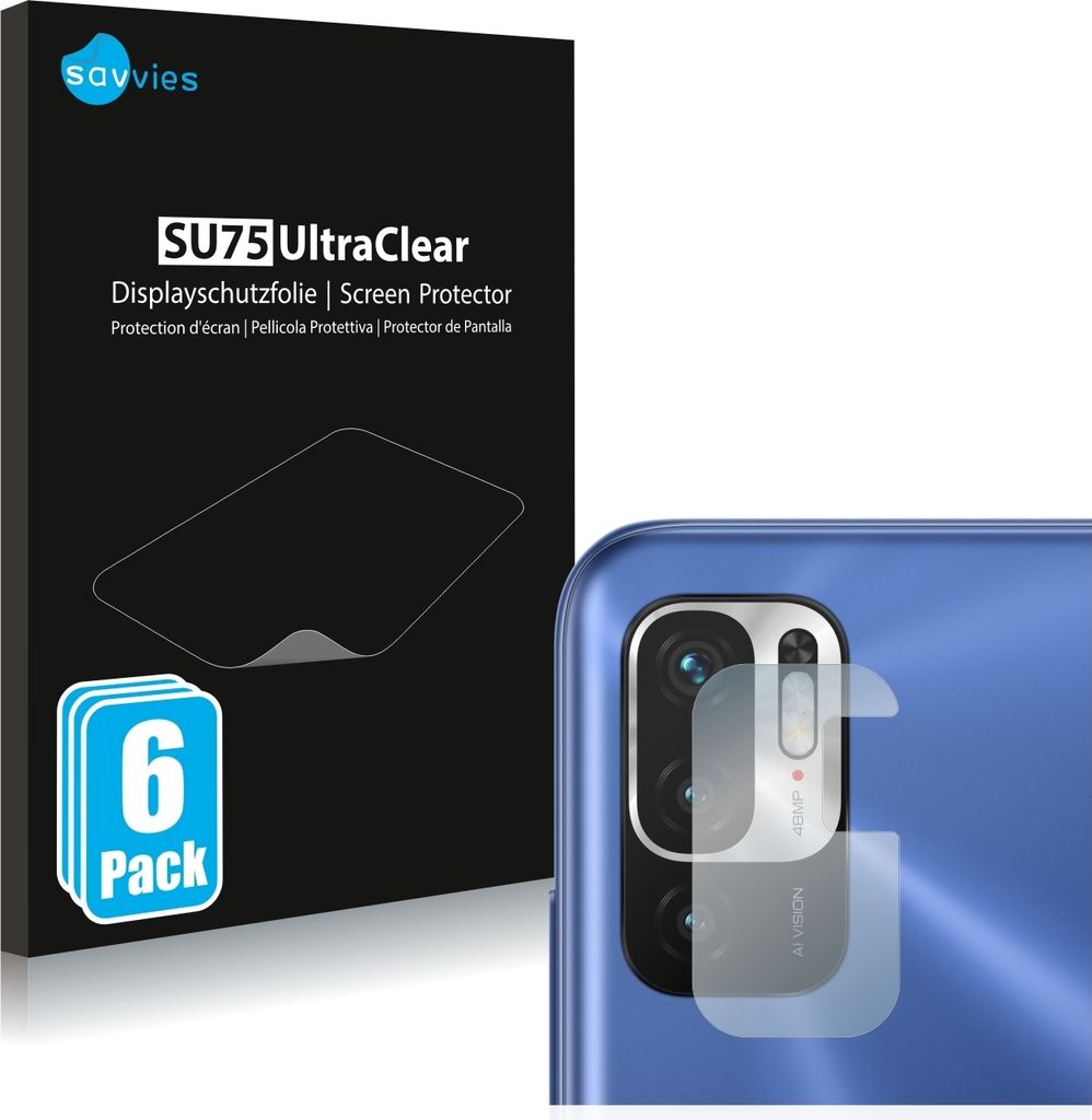 6x Für Xiaomi Redmi Note 10 5G (NUR Kameraschutz) Schutzfolie Savvies Displayschutz Display Schutz Folie Klar Transparent