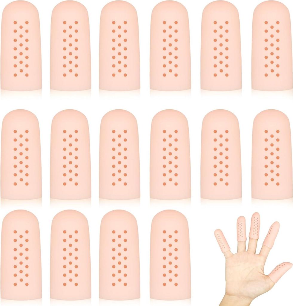 16 Gelvingerkussens mit Luftlöchern - atmungsaktive Vingerkissen für verletzte Finger
