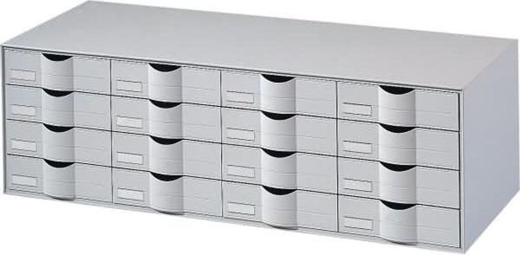 Schubladenelement HxBxT 32,9x34,2x107,6cm 16 Fächer PS (Polystyrol) grau.