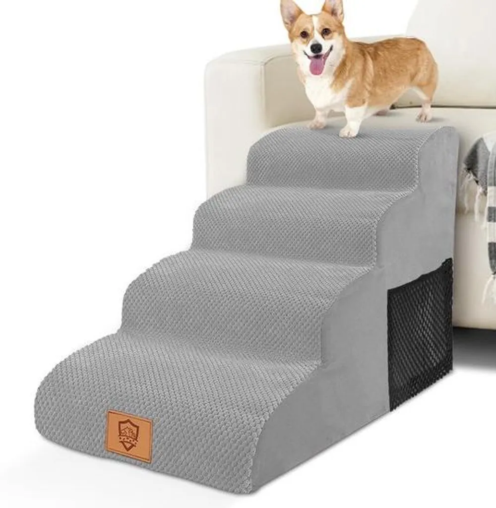 Escalier pour animaux 4 marches antidérapant gris lavable pour lit haut