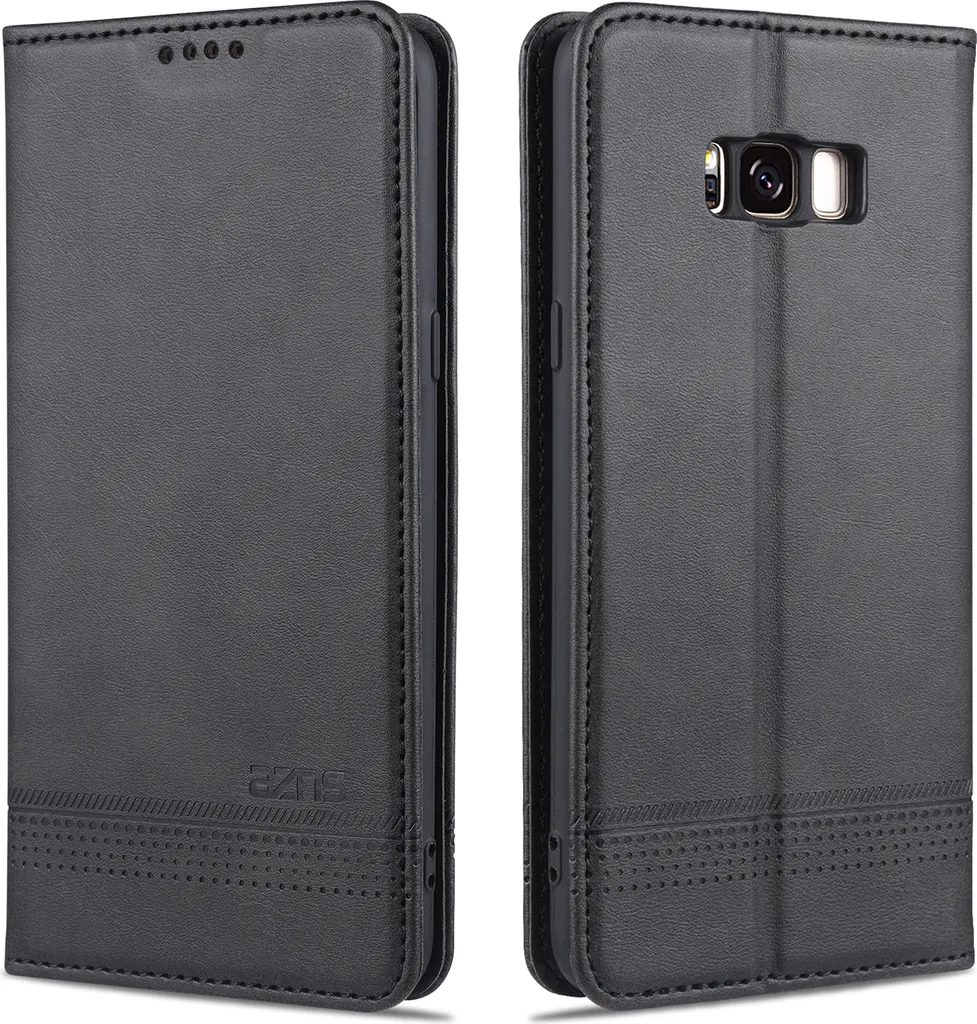 Cover Portafoglio Samsung S8 LaimTop: Wallet Case Professionale Nero