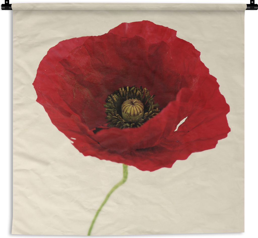 MuchoWow Wandteppich Wandbehang Nahaufnahme einer roten Mohnblume 120x120 cm Tapisserie Dekoration Wandtuch - Modern - Baumwollgewebe