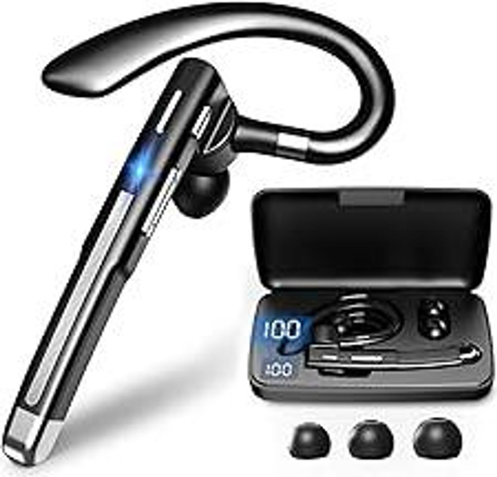 Headset Bluetooth 6.1 Kabellos Kopfhörer mit CVC8.0 Dual Mikrofon 100 Std Spielzeit In Ear Kopfhörer 1,5 std Schnellladung LED Ladebox Zwei-Gerä...