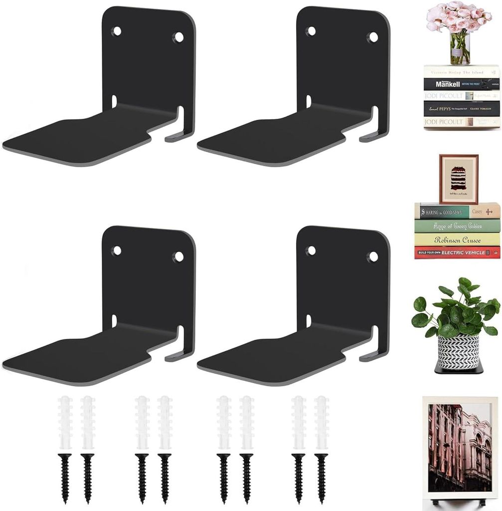 4er Unsichtbares Schwarzes Bücherregal Wand, bücherregal Produktbild 