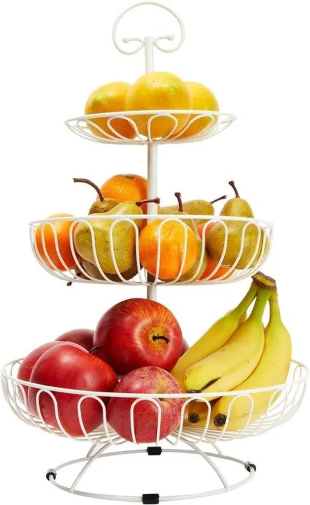 Boîte à fruits 3 étages blanche - Corbeille à fruits design en métal