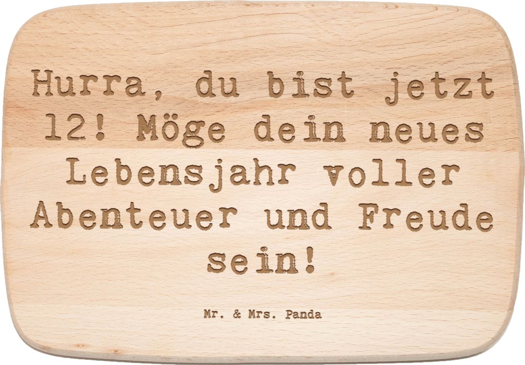 Mr. & Mrs. Panda Schneidebrett Holz Spruch 12. Geburtstag - Transparent - Geschenk, Frühstücksbrett, schneidbrett, Alter, Holzbrettchen, Holzbret...