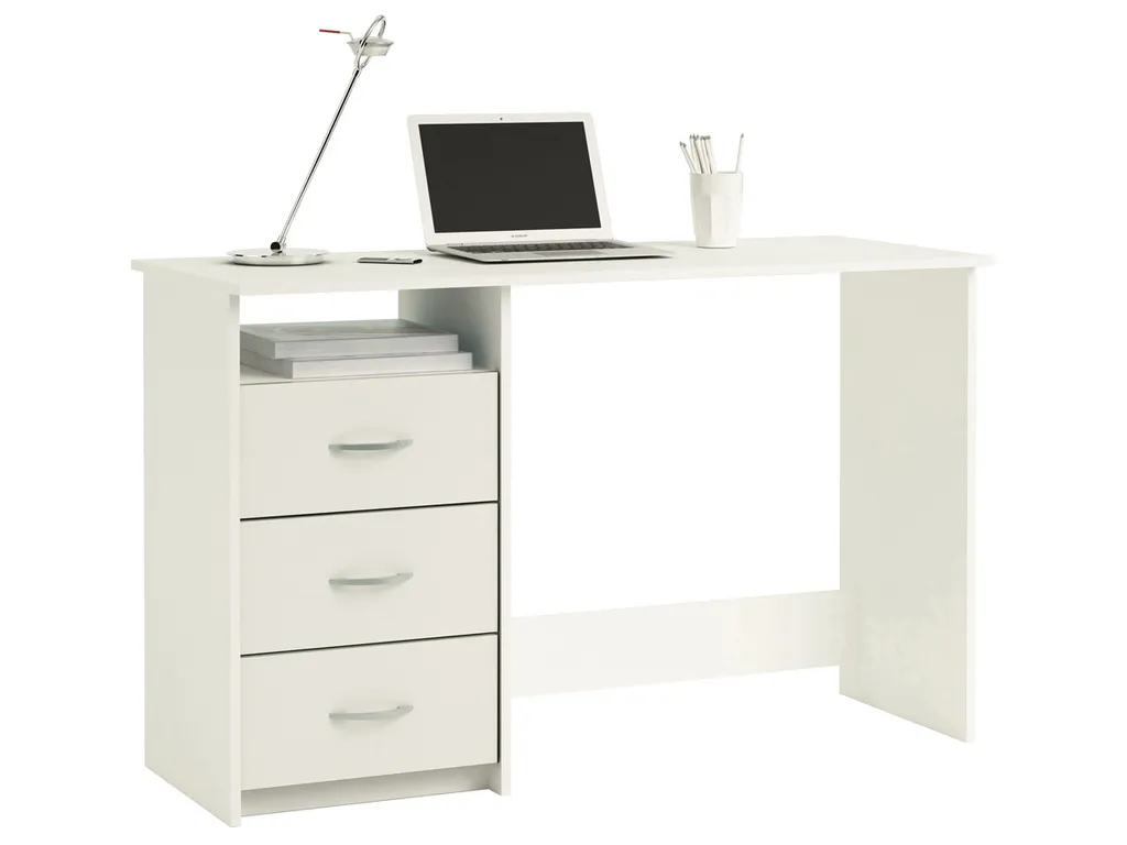 Petit bureau blanc ARISTOTEL 123 cm - Idéal pour optimiser l'espace