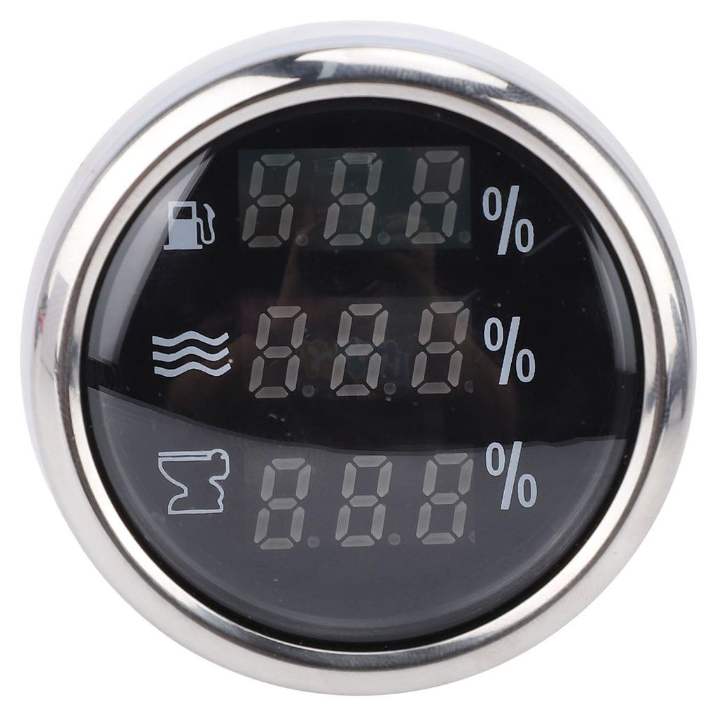 52-mm-Digitalanzeige für Kraftstoff, Wasser und Abwasser (3-in-1-Anzeige) mit blauem Display und Hintergrundbeleuchtung für Pkw, Wohnmobile, Lkw ...