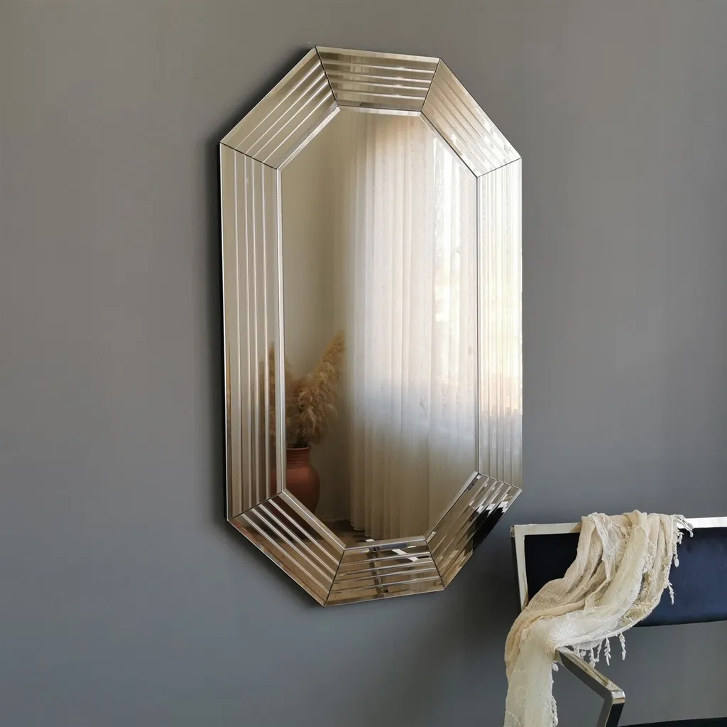 Miroir mural bronze 100x60 cm solide en MDF pour décoration durable