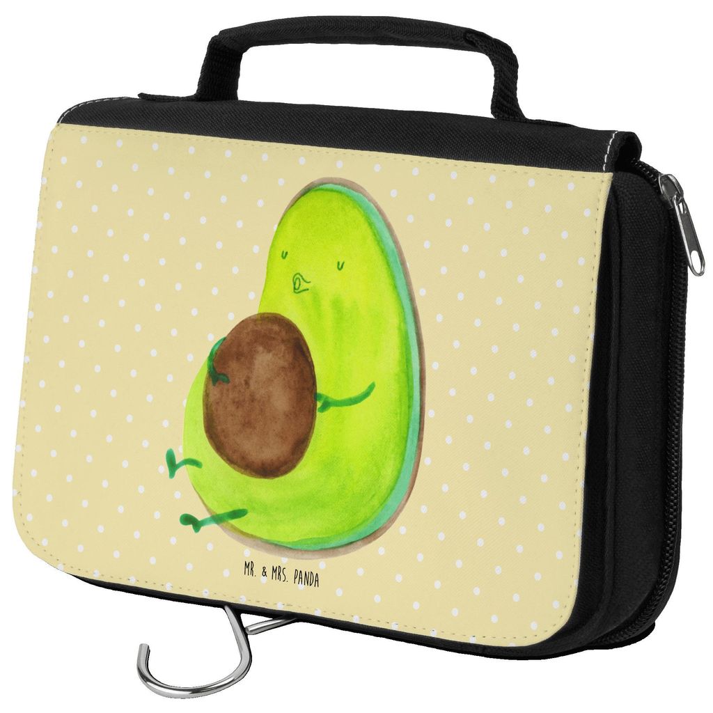 Mr. & Mrs. Panda Kulturbeutel Avocado Pfeifen - Gelb Pastell - Geschenk, Necessaire, Waschtasche, kosmetiktäschchen, Ernährung, Kulturtasche, Di...