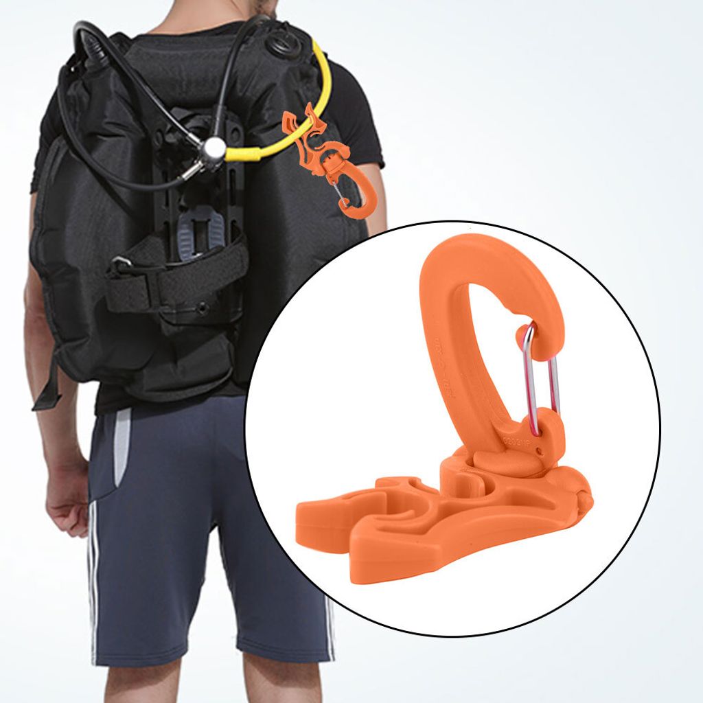 BCD Schlauchhalterung - Doppelklemme für Atemregler in Orange - Ideal für Scuba Diving und Schnorcheln zur sicheren Befestigung